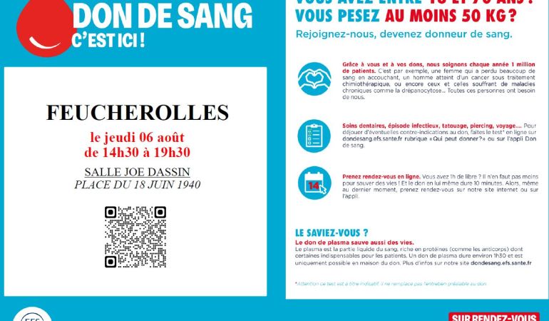 Don du sang jeudi 06 août