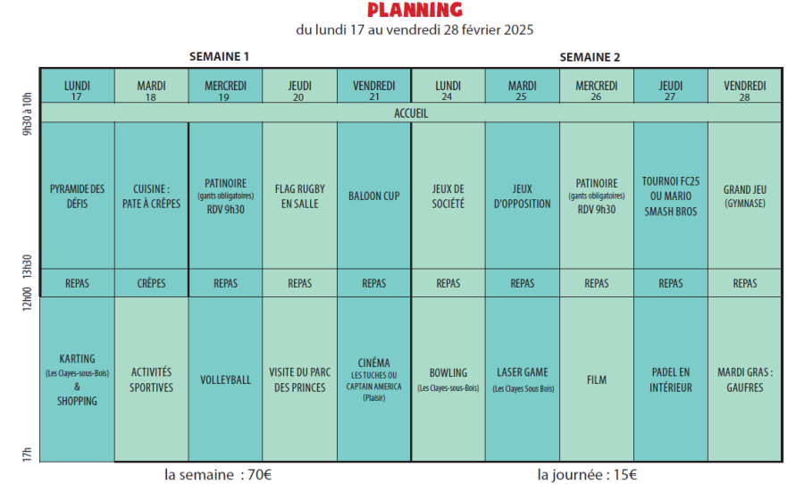 Programme Stage Hiver 2025