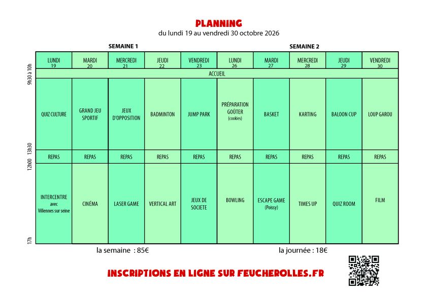 planning automne 2026