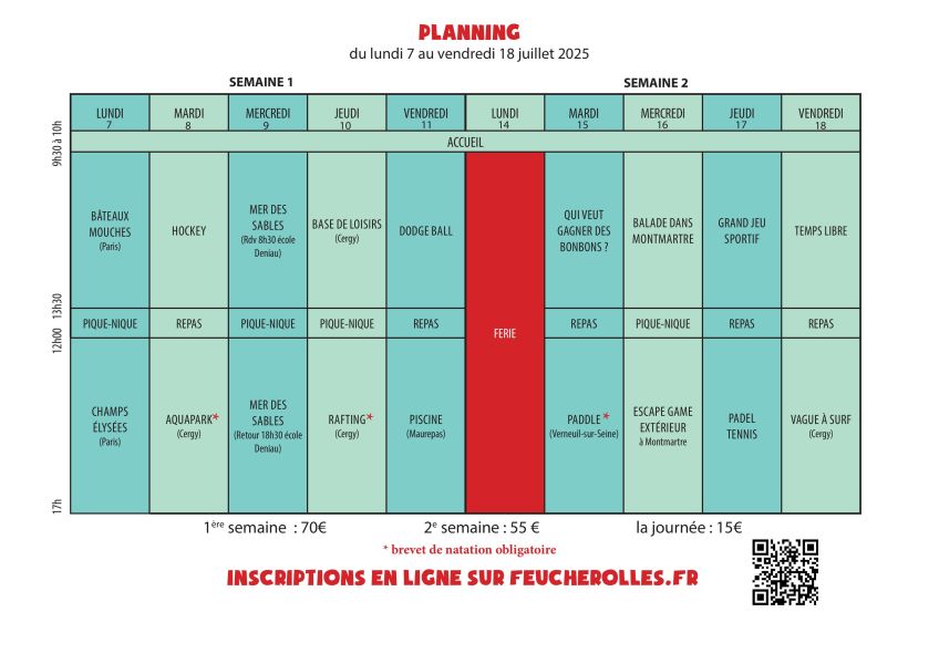 stage été 2025 semaine 1 et 2
