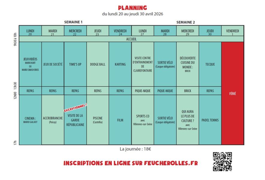 Planning avril 2026